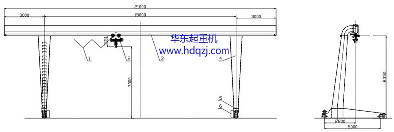 MHL型電動葫蘆偏掛門式起重機(jī)圖紙